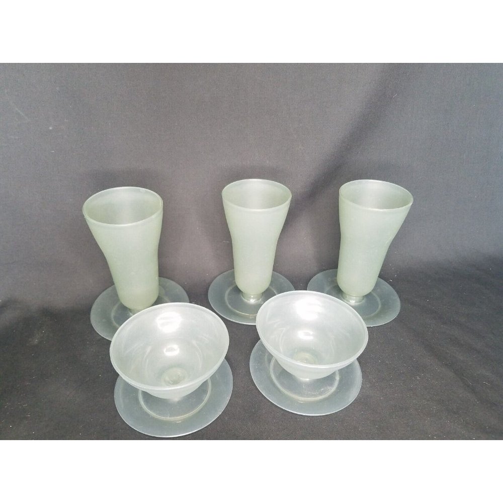 5 Vintage Tupperware Parfait dessert  Cups smoky grey stackable